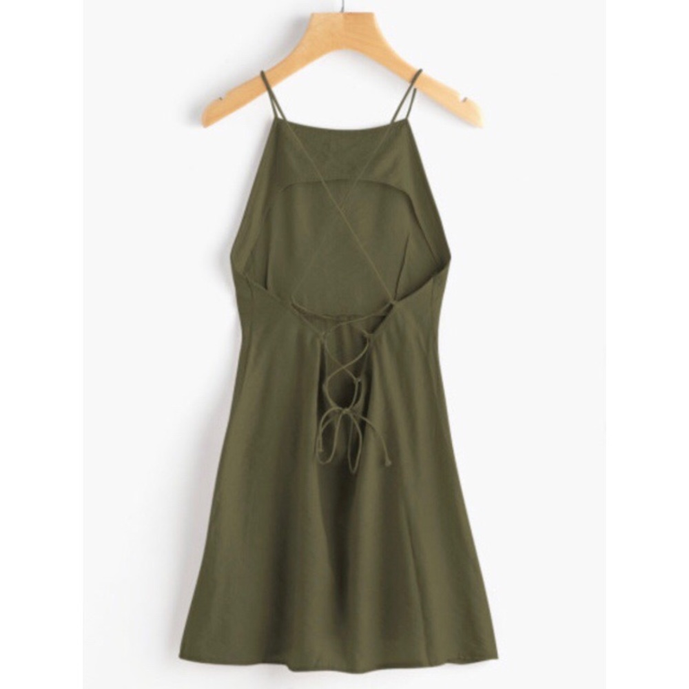 ❌ S O L D❌Criss Cross Lace Up Open Back Cami Dress